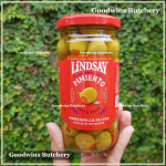 Pickle olive GREEN MANZANILLA OLIVE stuffed with PIMIENTO tart & zesty LINDSAY Spain dr. wt. 7oz 198g (standard size)
